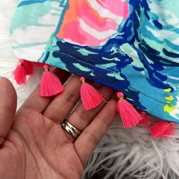 Lilly Pulitzer Palma Tube Top Hay Bay Bay Sailboat Tassel Strapless Womens Small - Picture 5 of 10